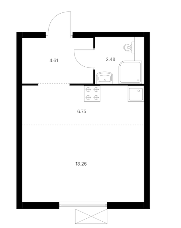 Квартира студия 27.1 м², 5/15 эт., ЖК «Заречный парк»